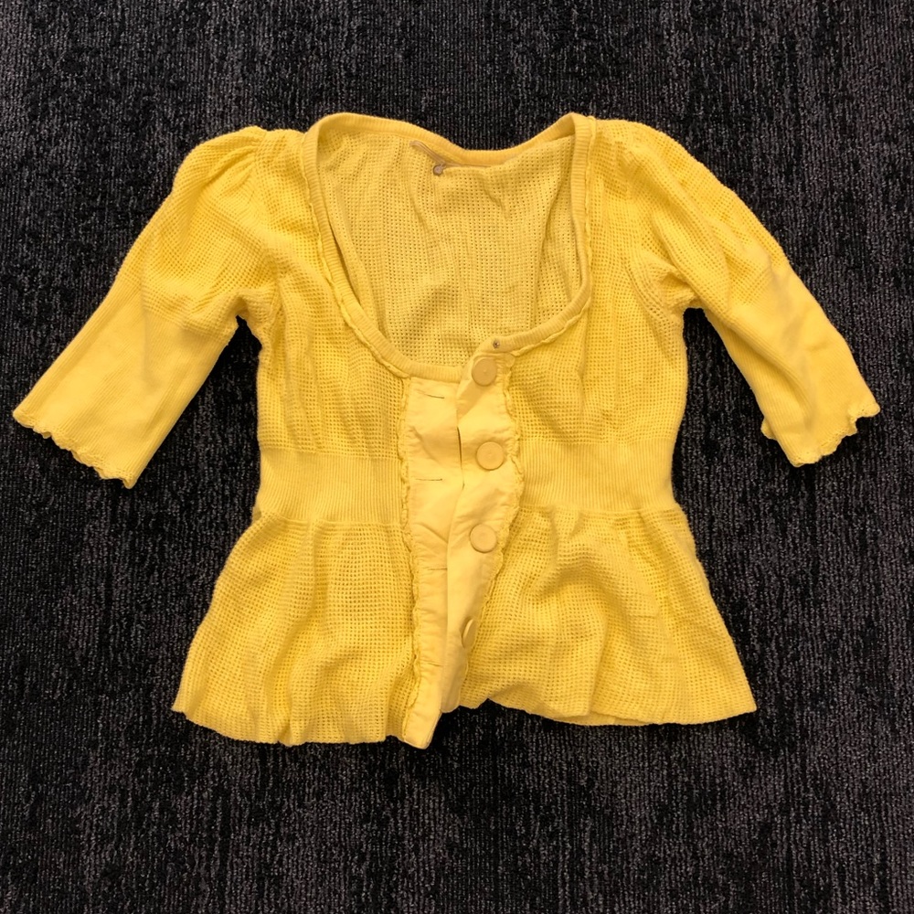 Anthro Pale Yellow Cardigan